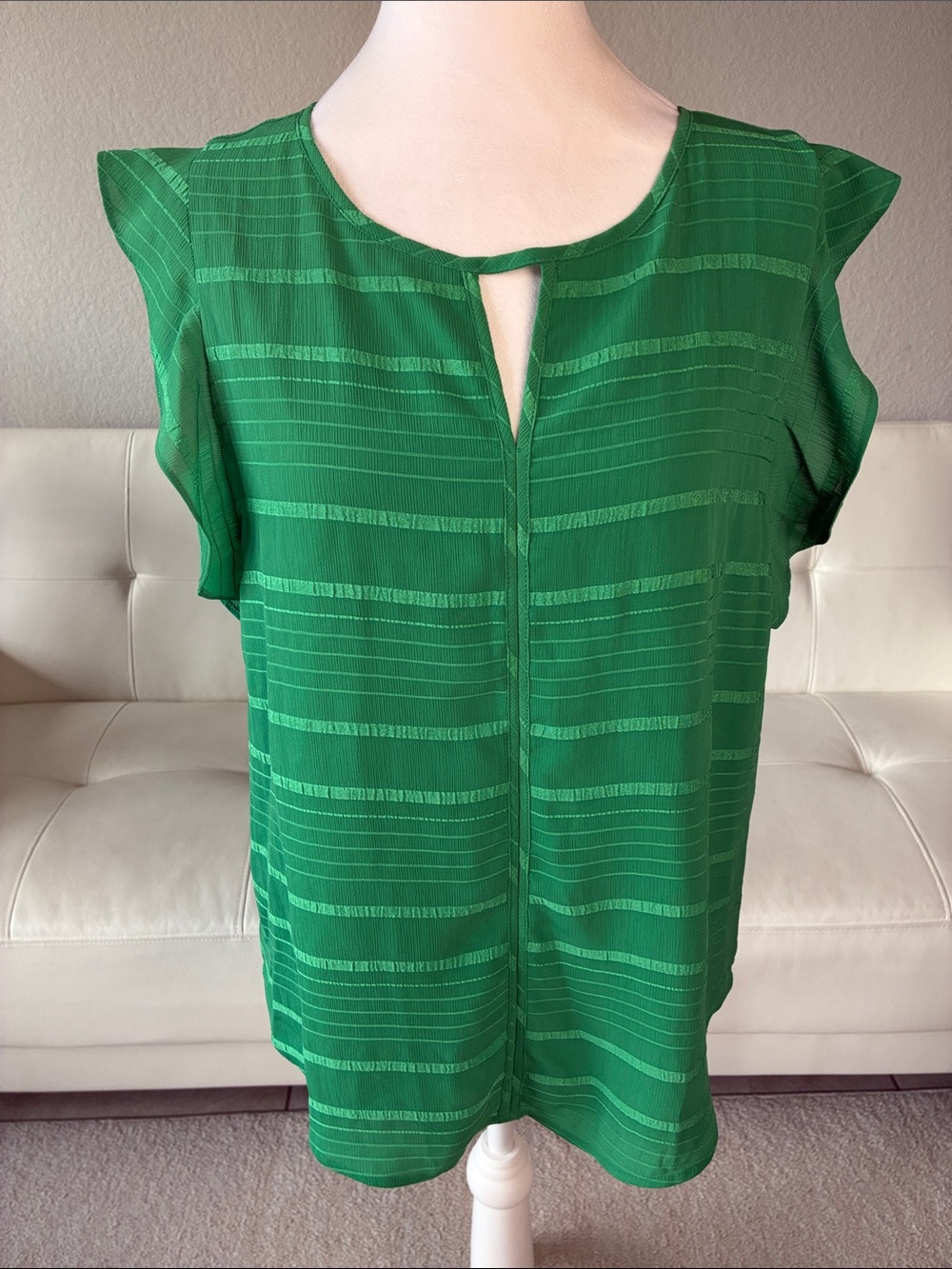 Banana Republic Women's Green Short Sleeve Keyhole Blouse